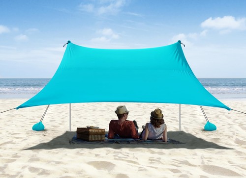 Vibemo Beach Tent Camping Sun Shelter 10 x 10ft with 4 Sandbags UPF50+ Includ...