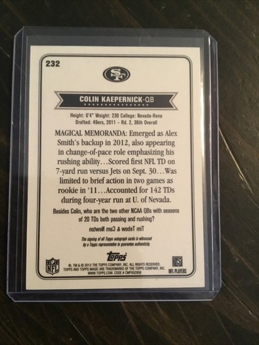 2012 Colin Kaepernick Topps Magic Autograph Card~Brand New - Picture 3 of 4
