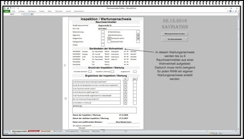 Rauchwarnmelder prüfen Prüflisten RWM Rauchmelder Wartung Software MS Excel - Afbeelding 8 van 8