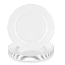 10 Inch Wide Melamine Plates White Deep Plate Design Set of 6