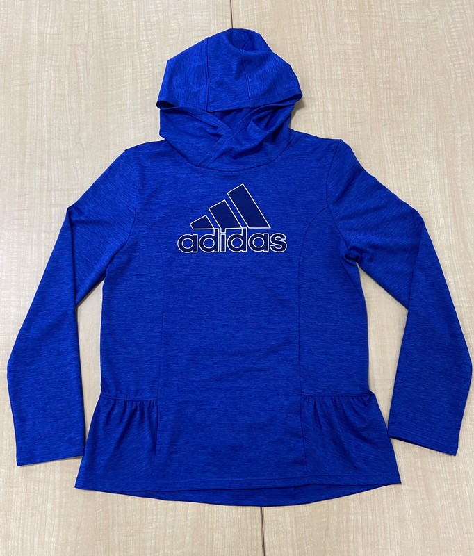 Adidas Girls sz. XL 16 Pullover Long Sleeve Hoodie Light Weight Ruffle Bottom
