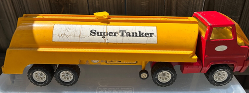 Vintage Tonka Super Tanker Semi Truck & Trailer Yellow & Red As Is