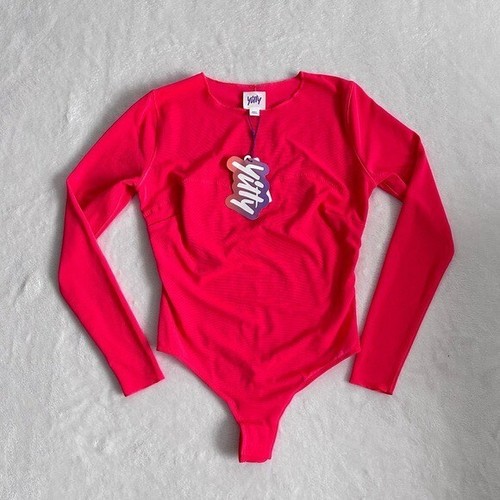 Body perizoma smanicato liscio Yitty Mesh Me nuovo con etichette in neon P*ssy rosa M - Foto 4 di 15