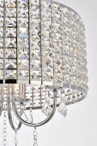 Chrome Pendant Crystal Light Fixture Kitchen Living Dining Room Chandelier 17 in - Picture 9 of 10