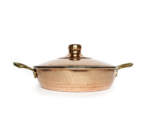 Hand Hammered Copper Frying Pan with Cover 18cm / 7" - Picture 6 of 9