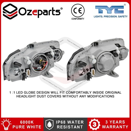Pair Headlights Black + LED Globes For Holden Commodore VZ SV6 SV8 SSZ SVZ 04~07 - Picture 6 of 6
