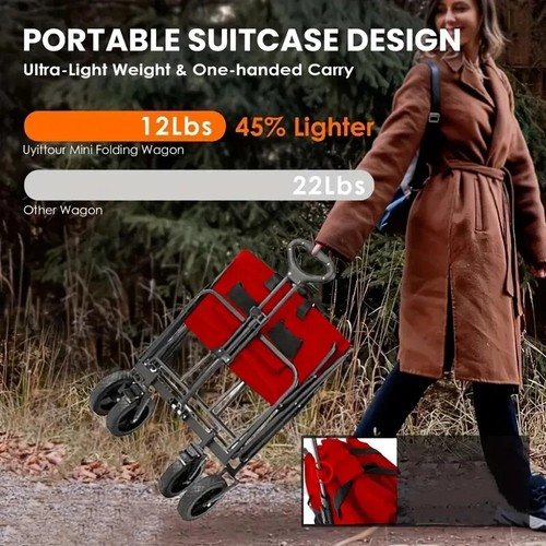 Heavy-Duty 1000 LBS Capacity Red Folding Cart with All-Terrain Wheels - Picture 6 of 8