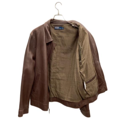 ジャケット・アウター POLO RALPH LAUREN LEATHER JACKET BRWON Polo Ralph Lauren Jacket Leather Brown Moto Racer Biker RARE