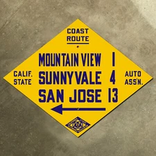 Mountain View California CSAA Coast Route 101 highway road sign auto club AAA