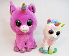 TY-Silk Bundle of 2 Unicorn Plush Purple Rainbow Rosette Changing Sequins Pixy