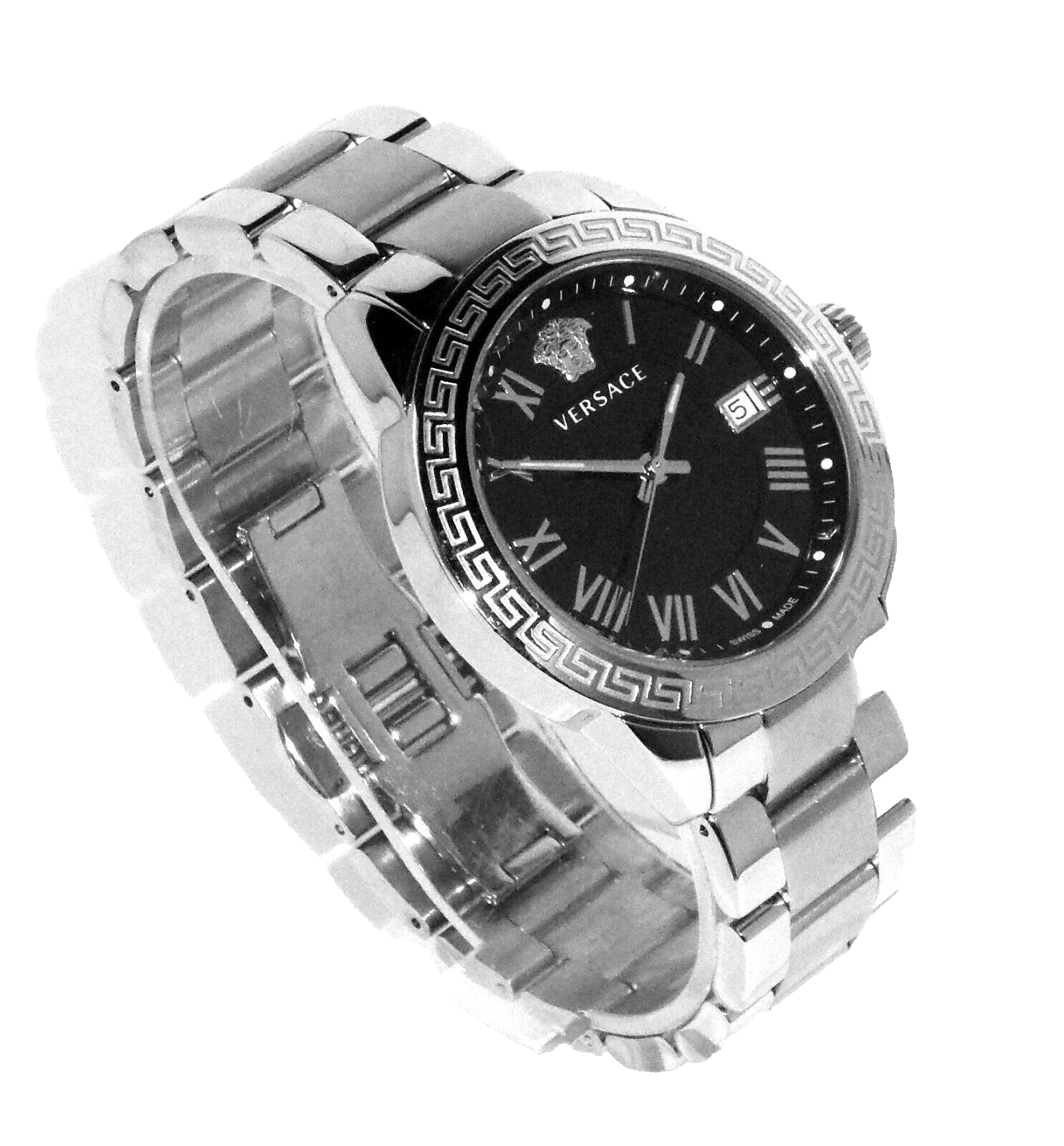 VERSACE 1295 MEN'S SILVER LANDMARK SWISS WATCHROMAN NUMERALS