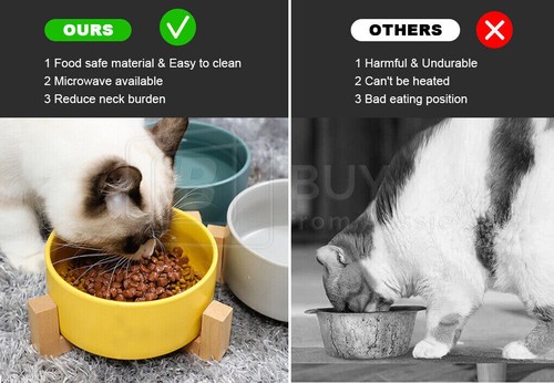 Double Dog Cat Bowl Stand Yellow Dog Elevated Feeder Food Water Raised Lifted - Picture 3 of 7