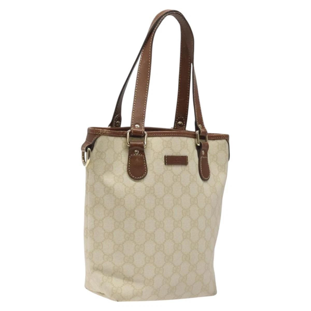 Sac fourre tout GUCCI GG Supreme PVC or blanc 189897 authentique nb065