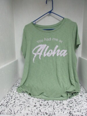Adore Me  Women's  Pajama Top Green You Had Me At Aloha Size 0X New!!!