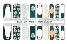 Christmas Penguins KIDS SIZED Nail Polish Strips / Nail Wraps / Nail Stickers