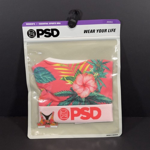 PSD Top Women's Essential Sports Bra Maui Pink Floral Design Size Small NEW
