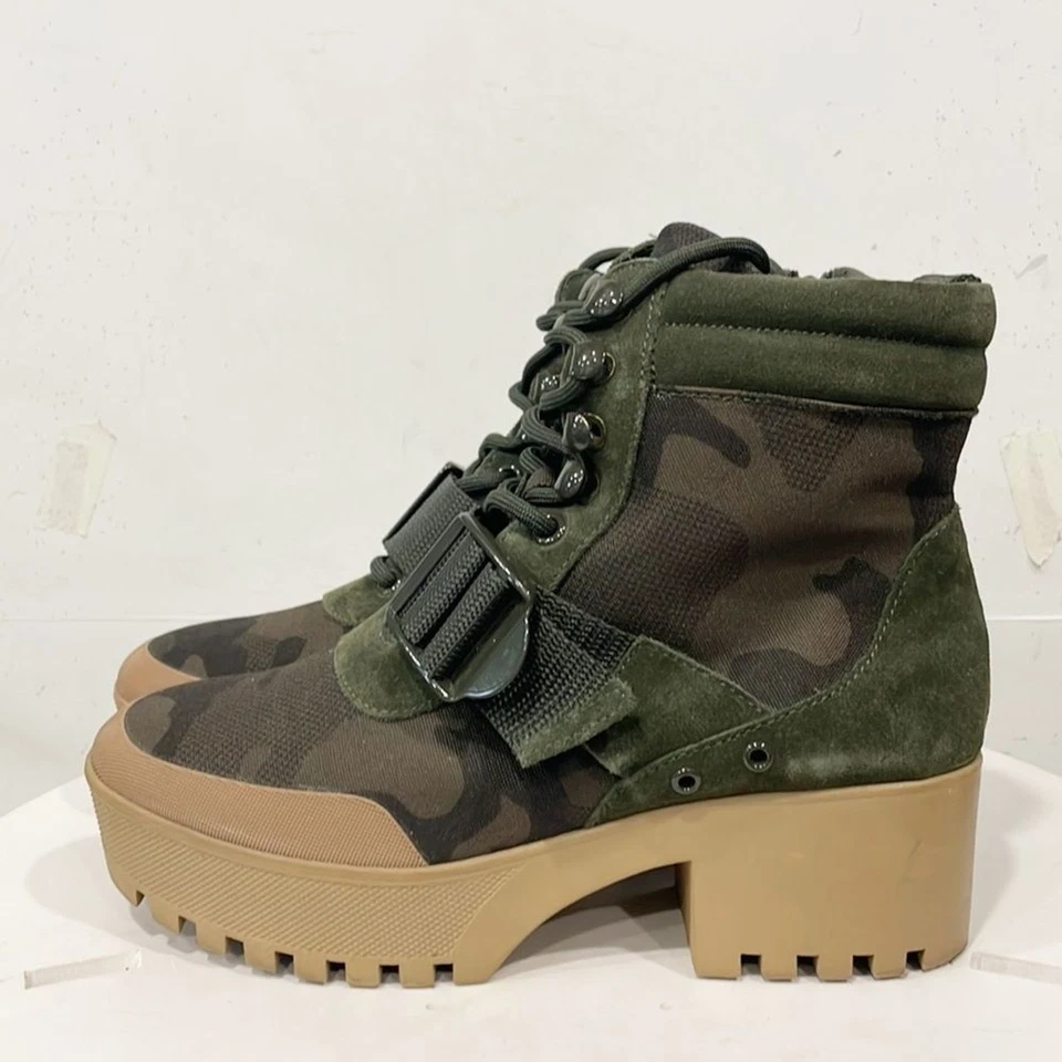 Steve Madden Womens Sz 7.5M Nayra Platform Camo Lug Sole Lace Up Ankle Boots - Image 2 of 4
