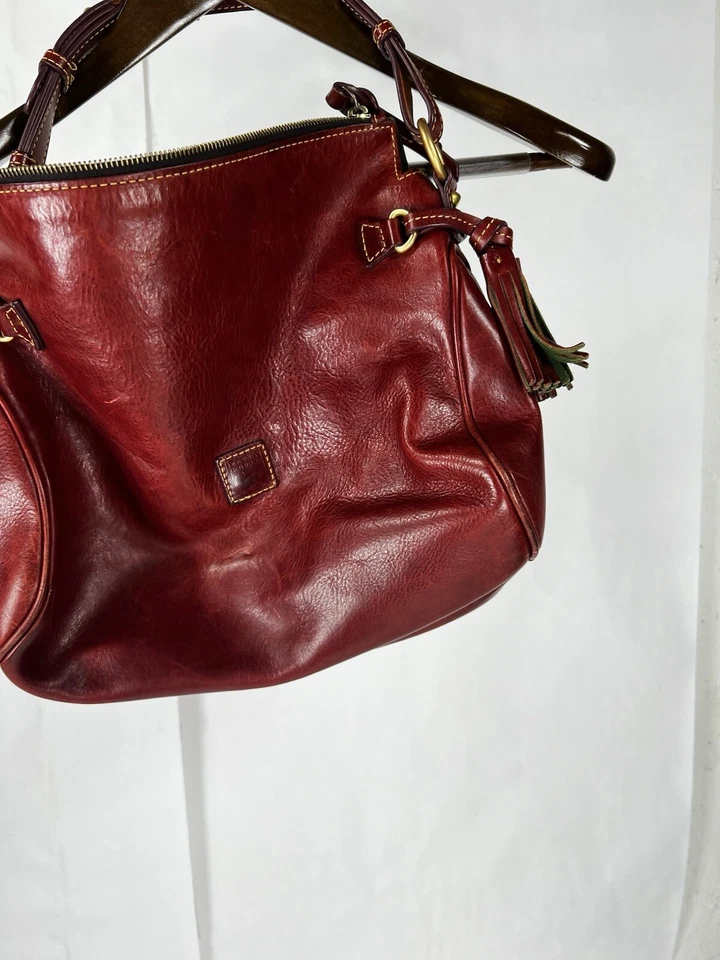 Dooney Bourke Italian Floretine Bag Vachetta Leather Hobo Slouch Shoulder Tassel - Image 3 of 4