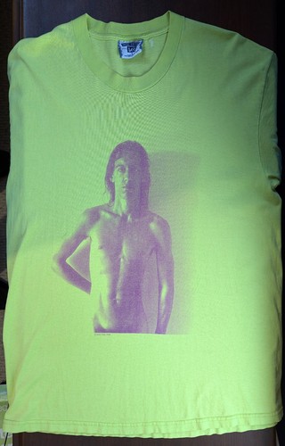 Large Iggy Pop Nude & Rude Neon Green Tour T-Shirt, Vintage 1988 - Excellent - Picture 5 of 15