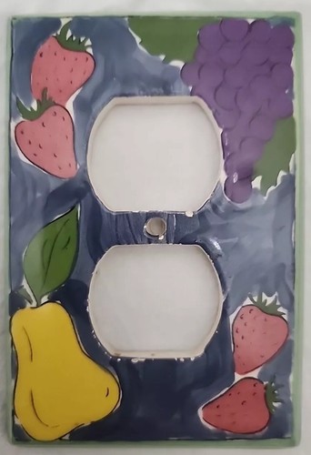 Custom Coverplate Lot 2-Outlet and 3-Switch All Fired Up, Fruits Retired - Picture 6 of 7