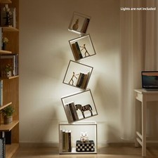 5-Tier White Bookcase 67" Tall Modern Bookshelf for CDs/Books/Home Display Shelf