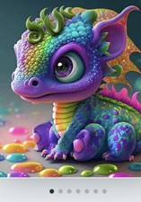 Colorful Neon Baby Dragon Diamond Art 30x30