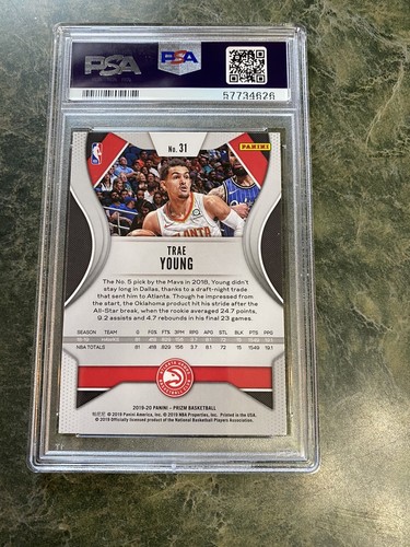 Tarjeta base Trae Young 2019-20 Panini Prizm #31 Atlanta Hawks PSA 10 unidades - Imagen 2 de 2