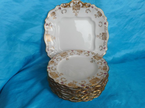 Paragon China Rosa Dorada Art Nouveau Pastel Postre 9 x Platos Boda China - Imagen 2 de 12