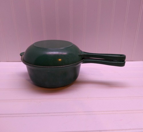 Sartén/tapa Le Creuset 18 verde esmaltado hierro fundido dos en uno 2 cuartos de galleta 7 - Imagen 2 de 10