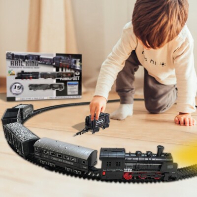 Classic Train Schienen Set für Kinder robust & sicher spannend mit Lichtern Spielzeug Spiel