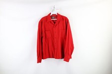 Vtg 40s 50s Rockabilly Mens Large Distressed Wool Looped Collar Button Shirt USA