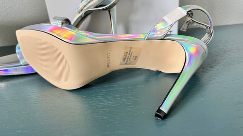 NEW Nine West Zadie Silver Multi Size 5.5 Sandal Heels STILETTO ANKLE STRAP NIB - Picture 10 of 10