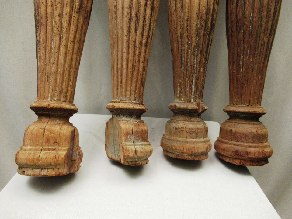 Antiguo cuatro patas de cama indias indio Charpoy patas talladas antiguas muebles Khatlo "2 Foto 2 de 4