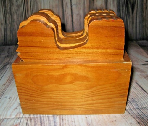 Vintage Set of 6 Wood and Cork Chicken Coasters - Foto 10 di 11