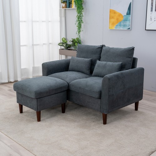 Modern L-Shaped Corner Sofa 2 3 Seater Armchair Couch With Footstool - Picture 200 of 411