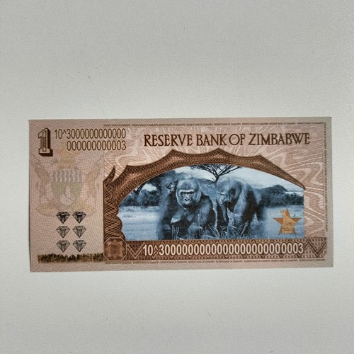 Zimbabwe currency. Zimbabwe banknote One yottalilion dollars 2008. Uncirculated - Picture 2 of 5