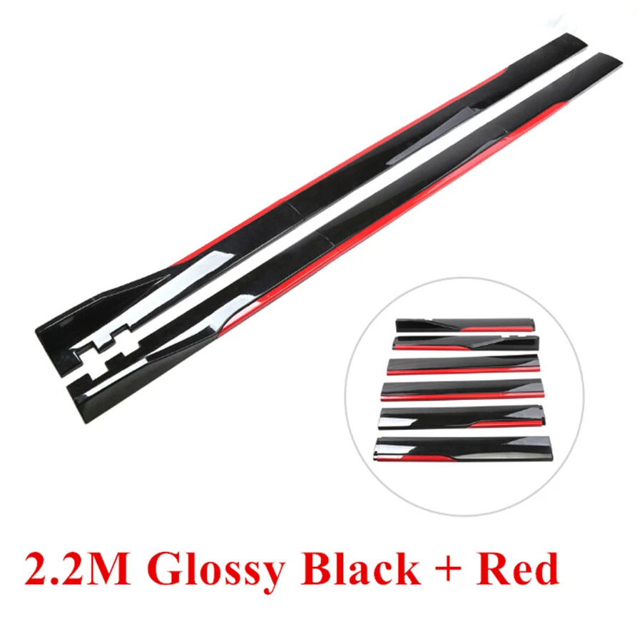 86.6'' Car Side Skirts Winglet Extensions Splitters Body Kit Glossy Blcak & Red Foto 4 de 4
