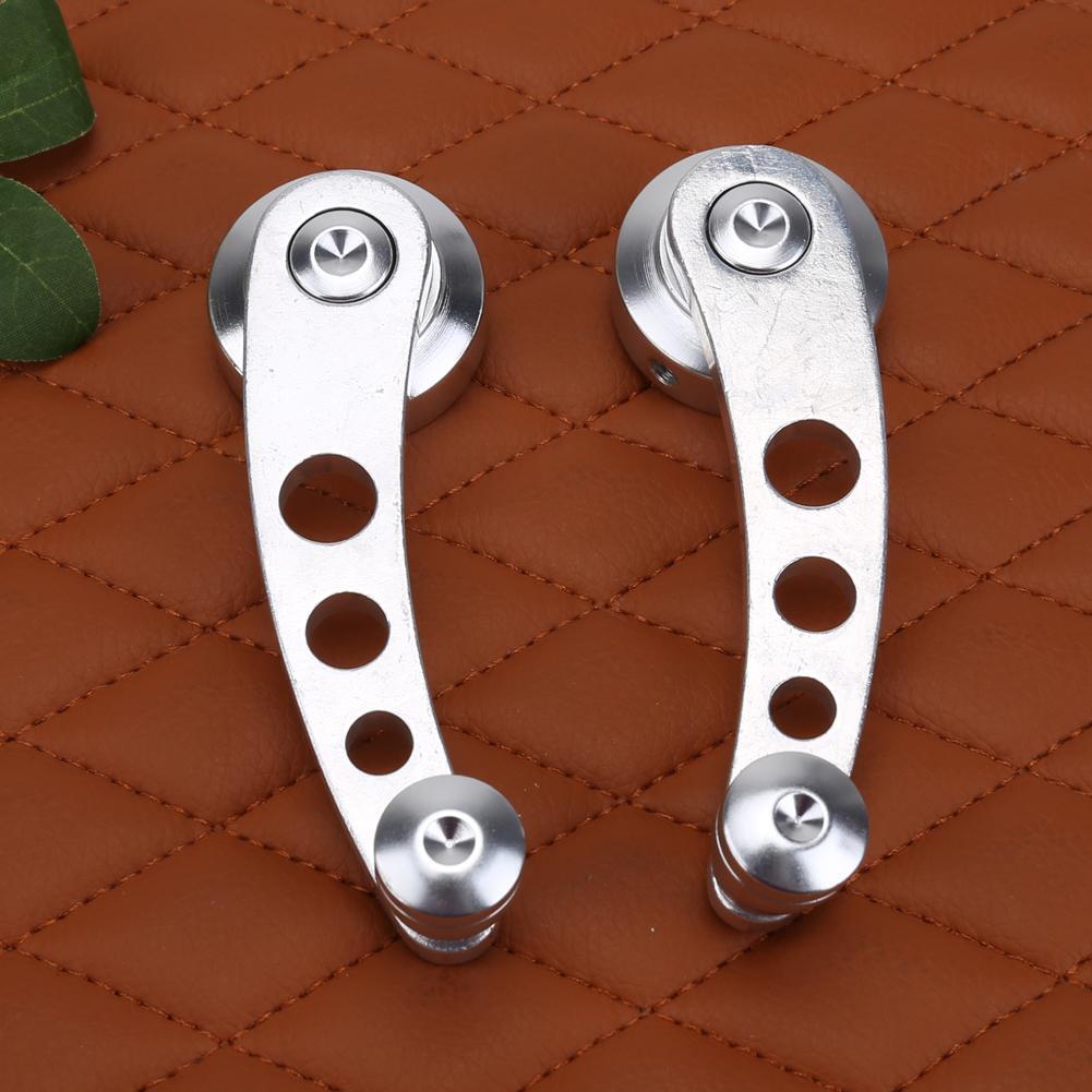 2pcs Aluminum Alloy Car Window Handle Winder Riser Replacement(Silver