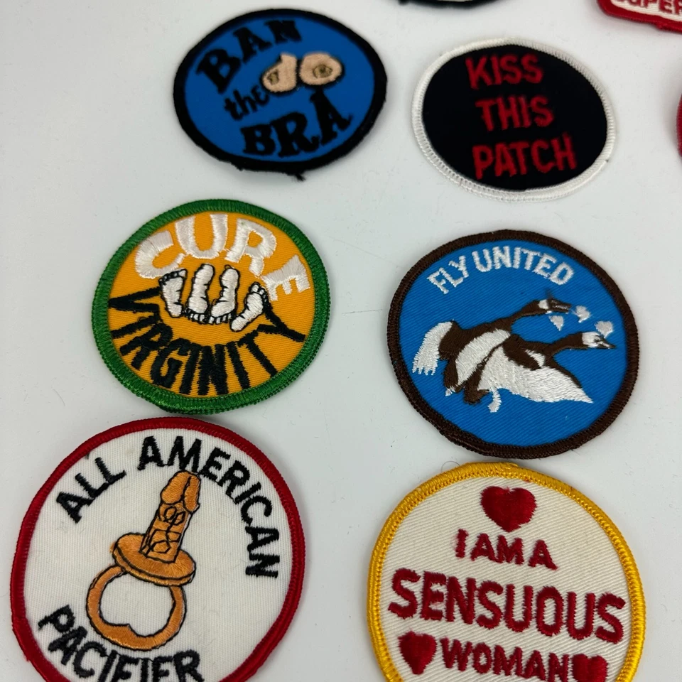 VTG 70s Embroidered Patch LOT OF 12 Sew-On Sex Sexual Crude Funny Rude Kiss - Image 4 of 4