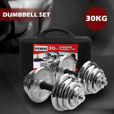 30KG Chrome Dumbbell Set Weight Dumbbells Home Gym Training