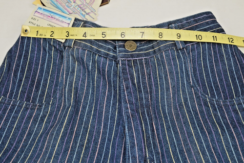 Vintage Jeans Sergio Valente W26 L31 80s Blue Pastel Pinstripes High Waist NWT - Picture 5 of 13