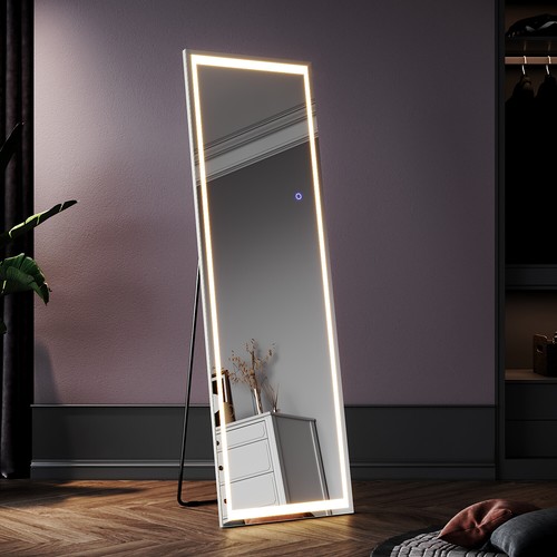 Full Length Dressing Mirror with LED Light Floor Standing Wall Mount For Bedroom - Picture 8 of 19