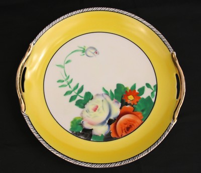 Vintage Noritake Nippon China Hand Painted Rose Yellow Gold Rim