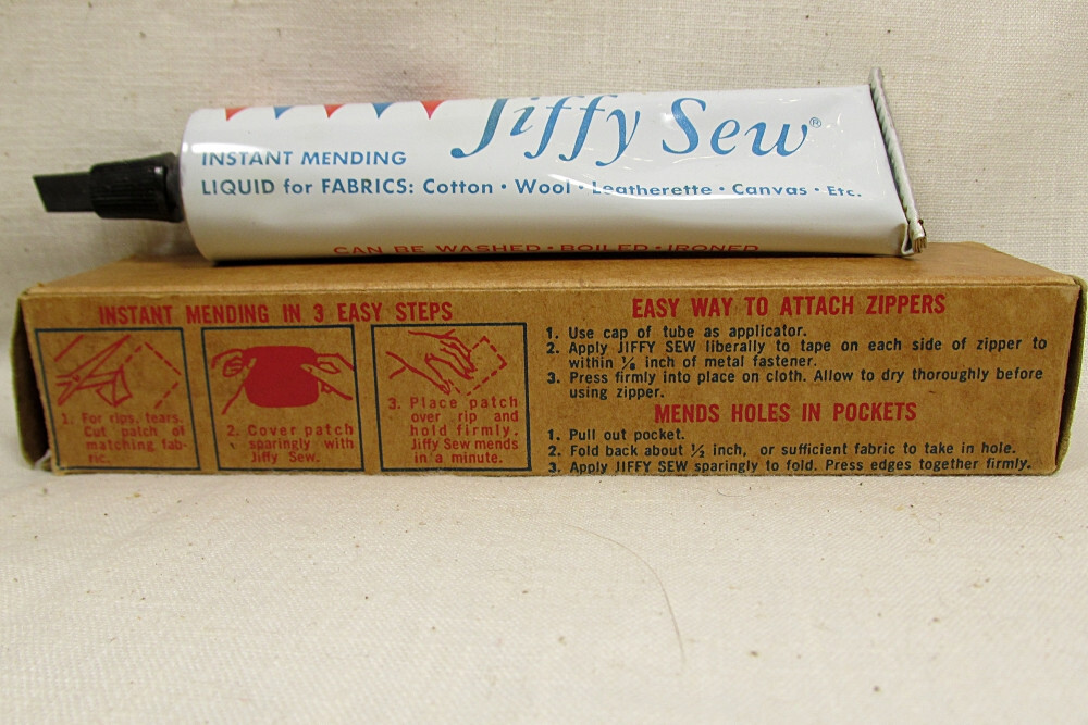 Vintage Jiffy Sew collectable original package with instructions liquid