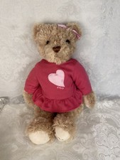 Plush Teddy Bear FAO Schwarz 2012 Toys R Us Stuffed Animal in Pink Heart Dress