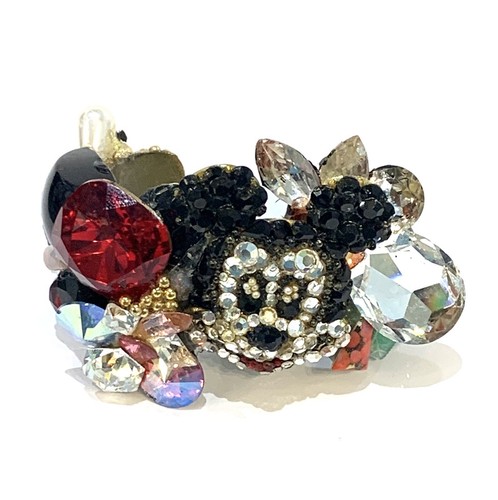 Vintage 1983 Wendy Gell Jeweled Mickey Mouse Cuff Bracelet Signed - Picture 3 of 8