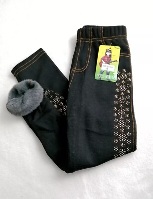 Girls Thermolegging Winterlegging Thermohose Gr 116/122 Glitzer Blume