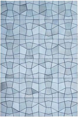Leder Teppich Patchwork 150x240 cm echtes Kuhfell Cowhide Handarbeit wollweiß - Bild 1 von 4