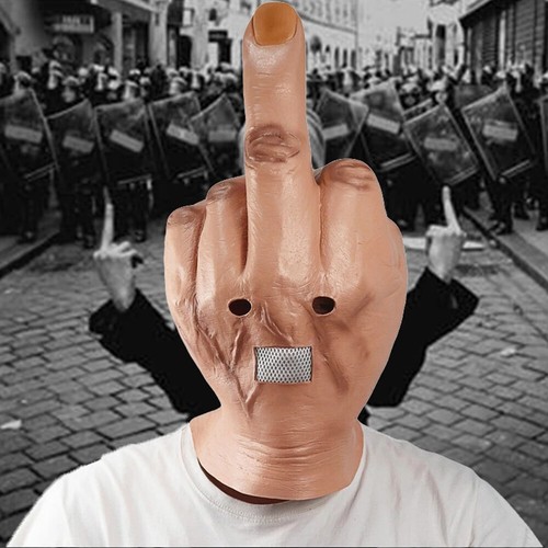 Funny Bizarre Despise Middle Finger Full Head Latex Mask Costume Props Xmas adul - Afbeelding 1 van 7