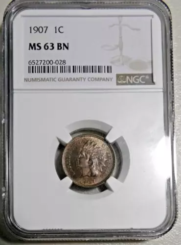 1907 Indian Head Cent NGC MS-63 BN Penny